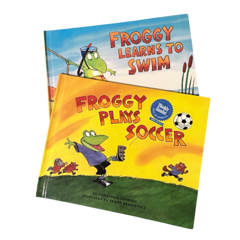 Set of 2 Froggy Books (Froggy Plays Soccer & Froggy Learns To Swim)